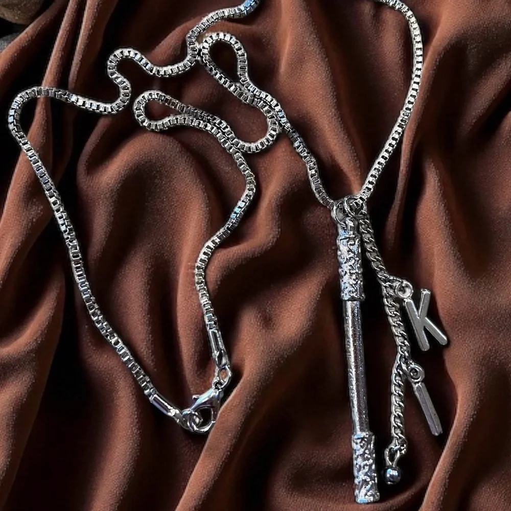 Dungeons and Dragons Monk necklace Monk staff and the initials KI DND jewelry
